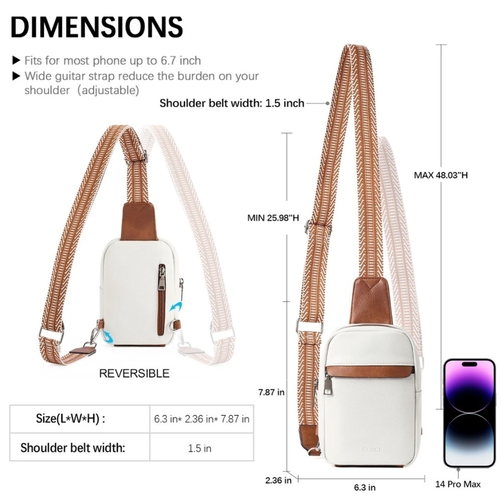 CLUCI Small Sling Vegan Leather Crossbody - Picture 15 of 15